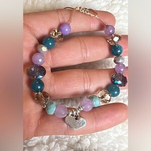 Elegant Multicolor Beaded Bracelet with Silver heart